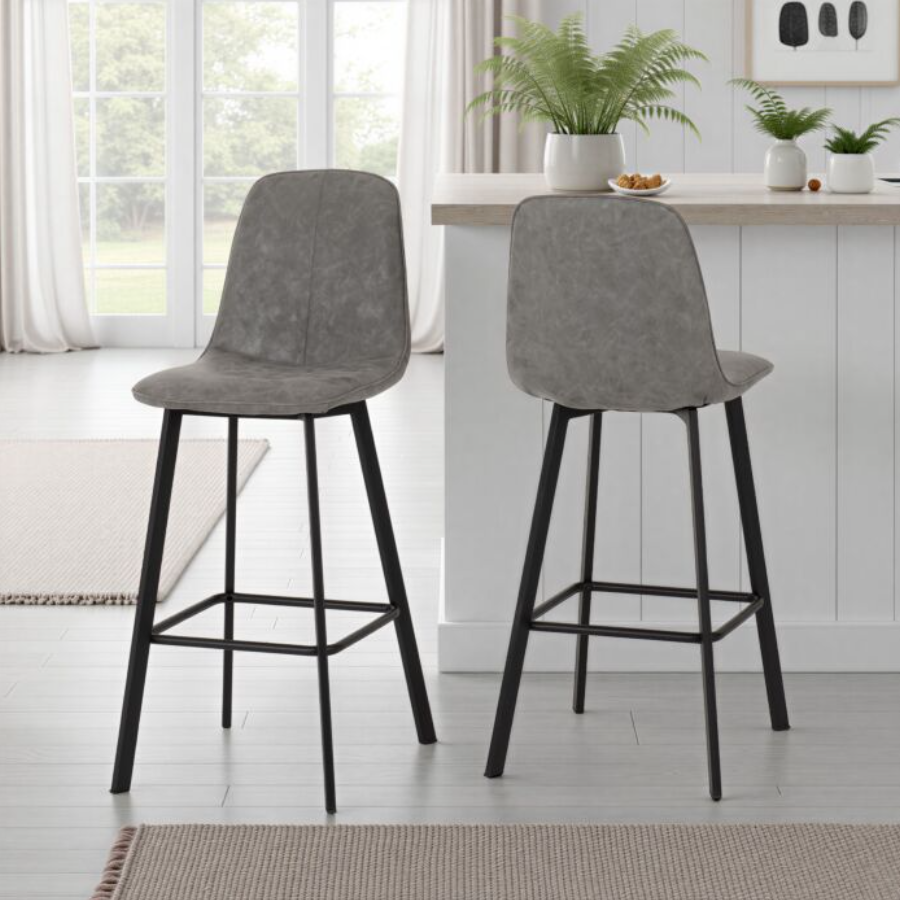 Concrete Effect Bar Table and Two Stools Set