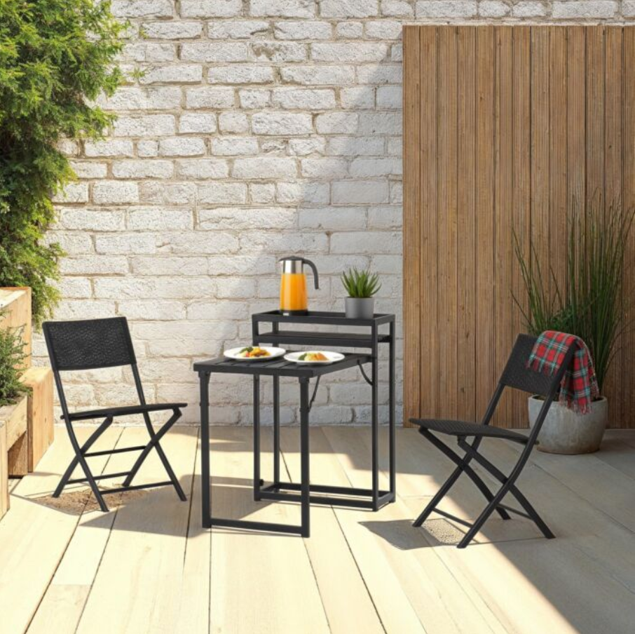 Foldaway Two Seats Plus Table Outdoor Garden Furniture Set
