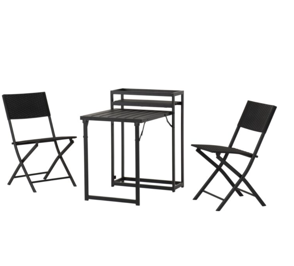 Foldaway Two Seats Plus Table Outdoor Garden Furniture Set