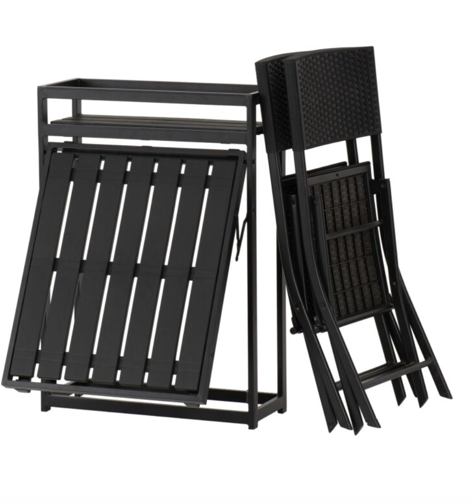 Foldaway Two Seats Plus Table Outdoor Garden Furniture Set