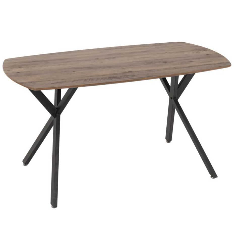 Wooden Dining Table with 4 Faux Brown Leather Chairs