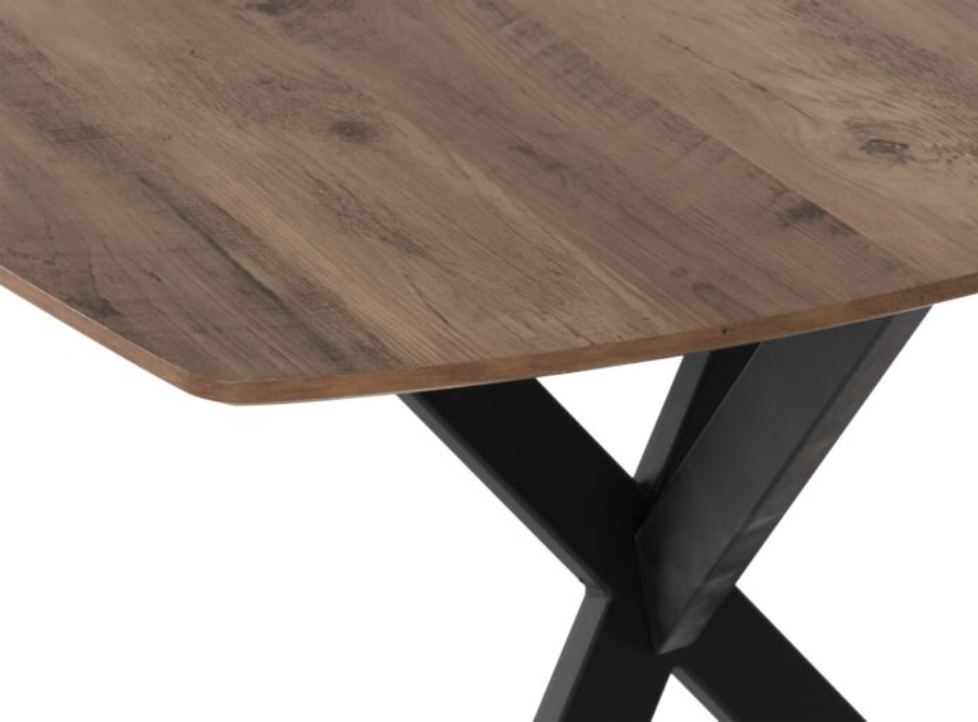 Wooden Dining Table with 4 Faux Brown Leather Chairs