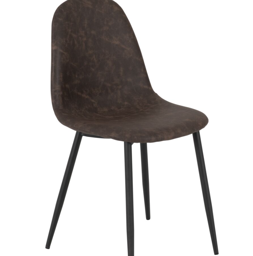 Wooden Dining Table with 4 Faux Brown Leather Chairs