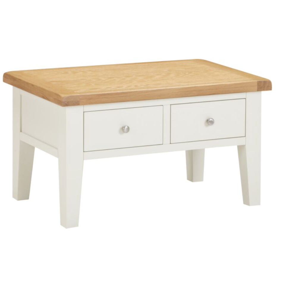 Windsor 2 Drawer Coffee Table - Ivory/Oak