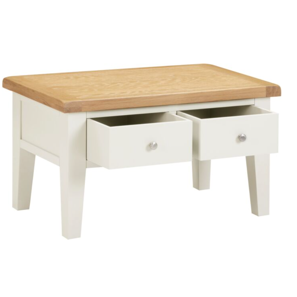 Windsor 2 Drawer Coffee Table - Ivory/Oak