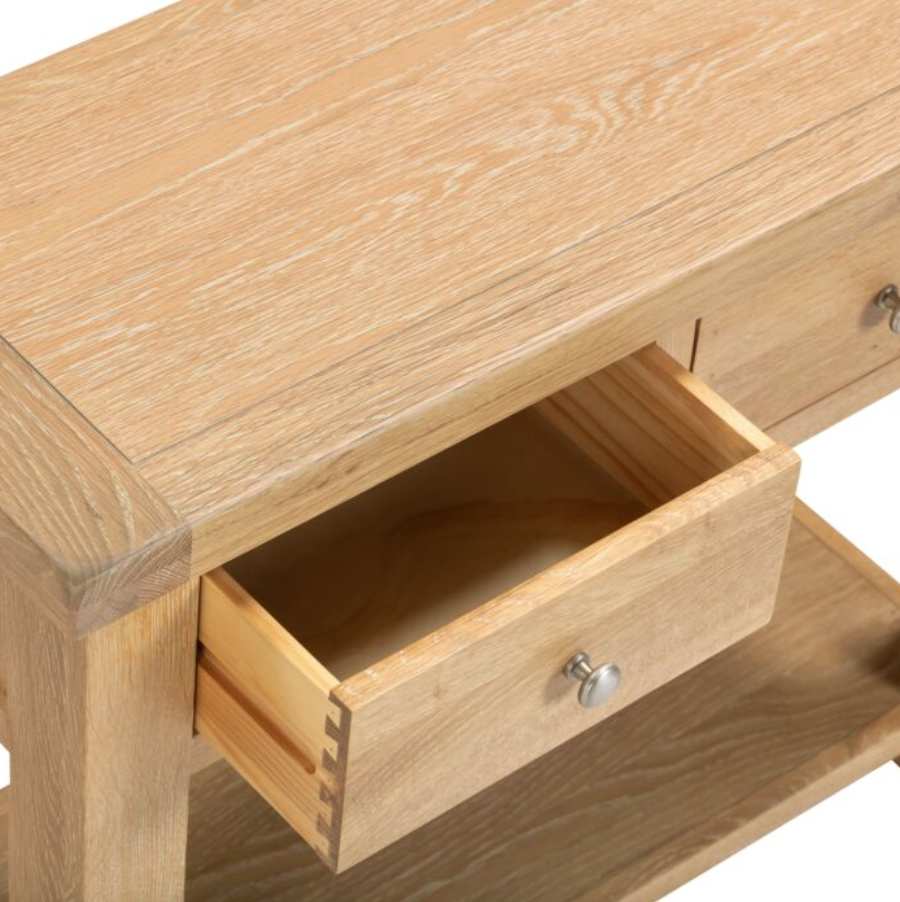 Windsor 2 Drawer Console Table - Natural Oak