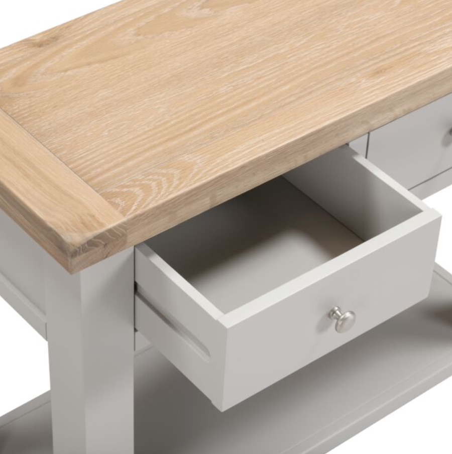 Windsor 2 Drawer Console Table - Pebble Grey/Oak