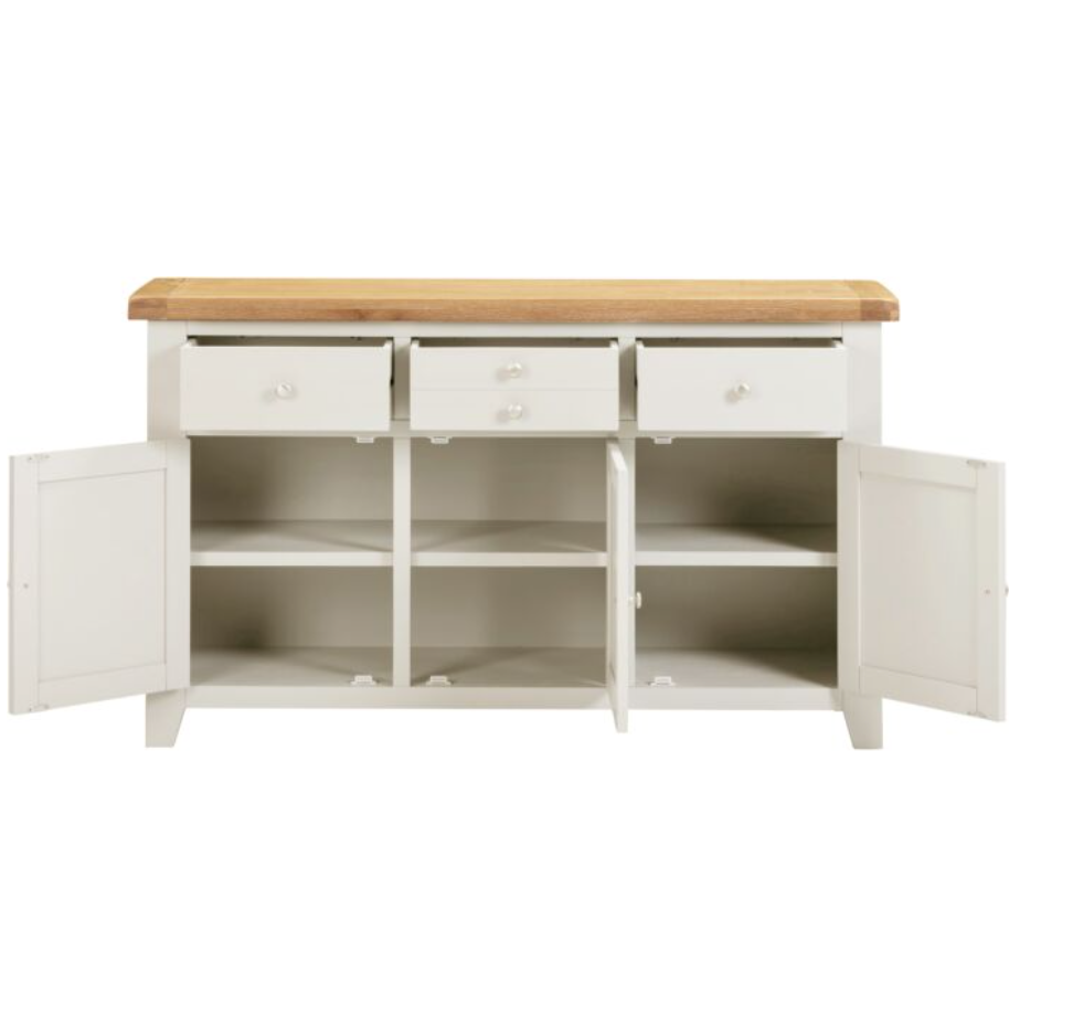 4 Piece Ivory & Oak Living Room Furniture Set