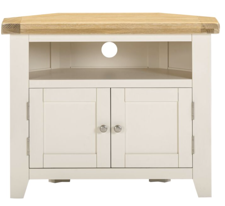Windsor Corner TV Unit - Ivory/Oak