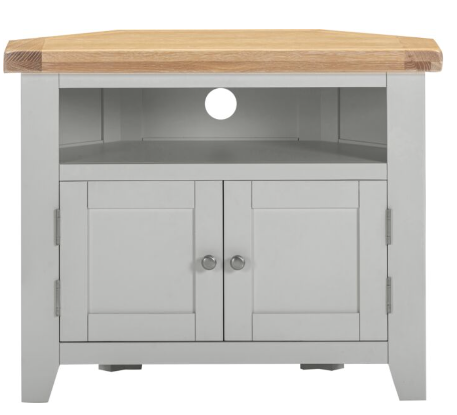 Windsor Corner TV Unit - Pebble Grey/Oak