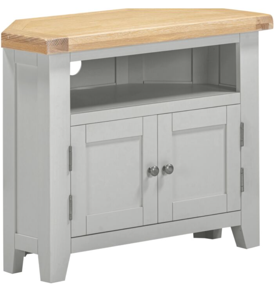 Windsor Corner TV Unit - Pebble Grey/Oak