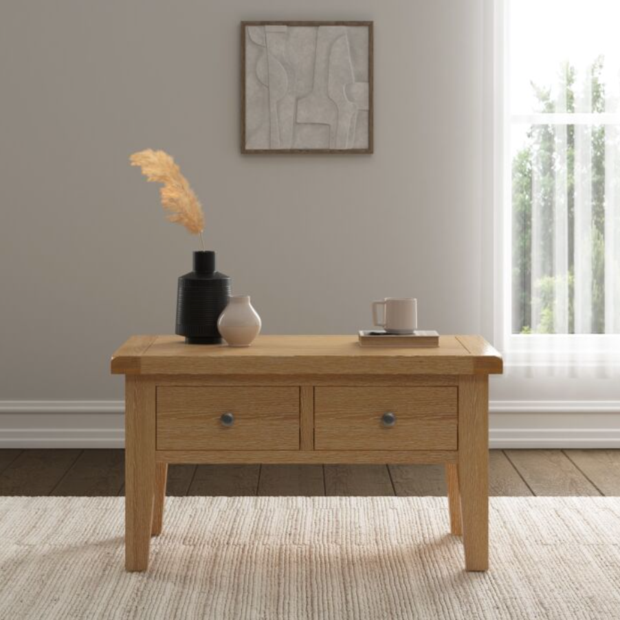 Windsor 2 Drawer Coffee Table - Natural Oak