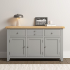 Windsor 3 Door 3 Drawer Sideboard - Pebble Grey/Oak