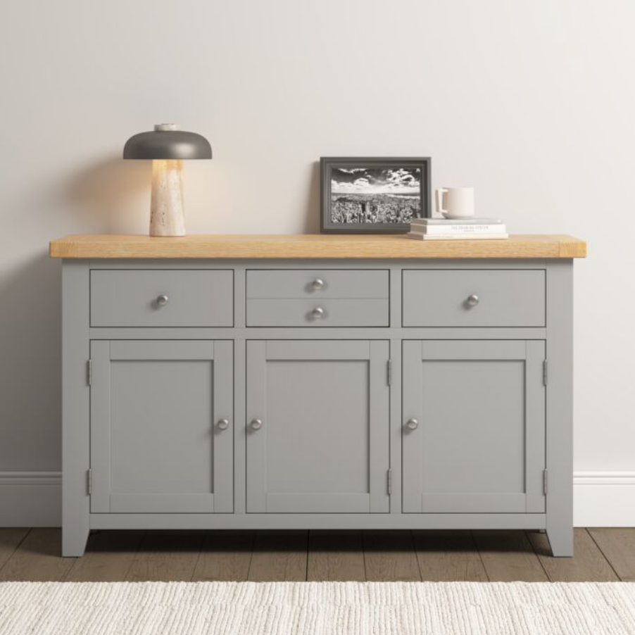 4 Piece Grey & Oak Living Room Furniture Set