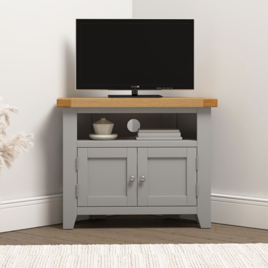 Windsor Corner TV Unit - Pebble Grey/Oak