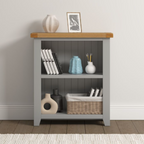 Windsor Low Bookcase - Pebble Grey/Oak