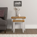 4 Piece Ivory & Oak Living Room Furniture Set
