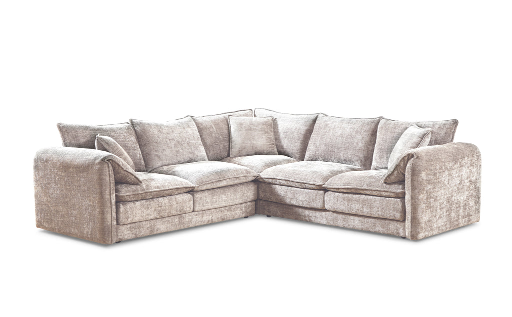 Solaya Large Corner Sofa + Footstool Set in Beige