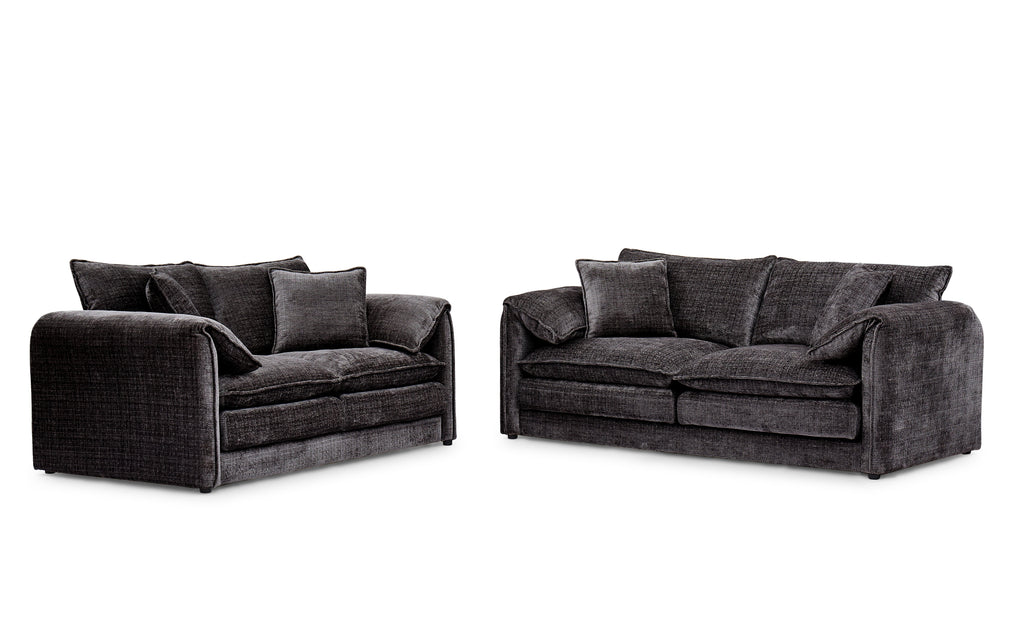 Solaya 3+2 Sofa Set in Black