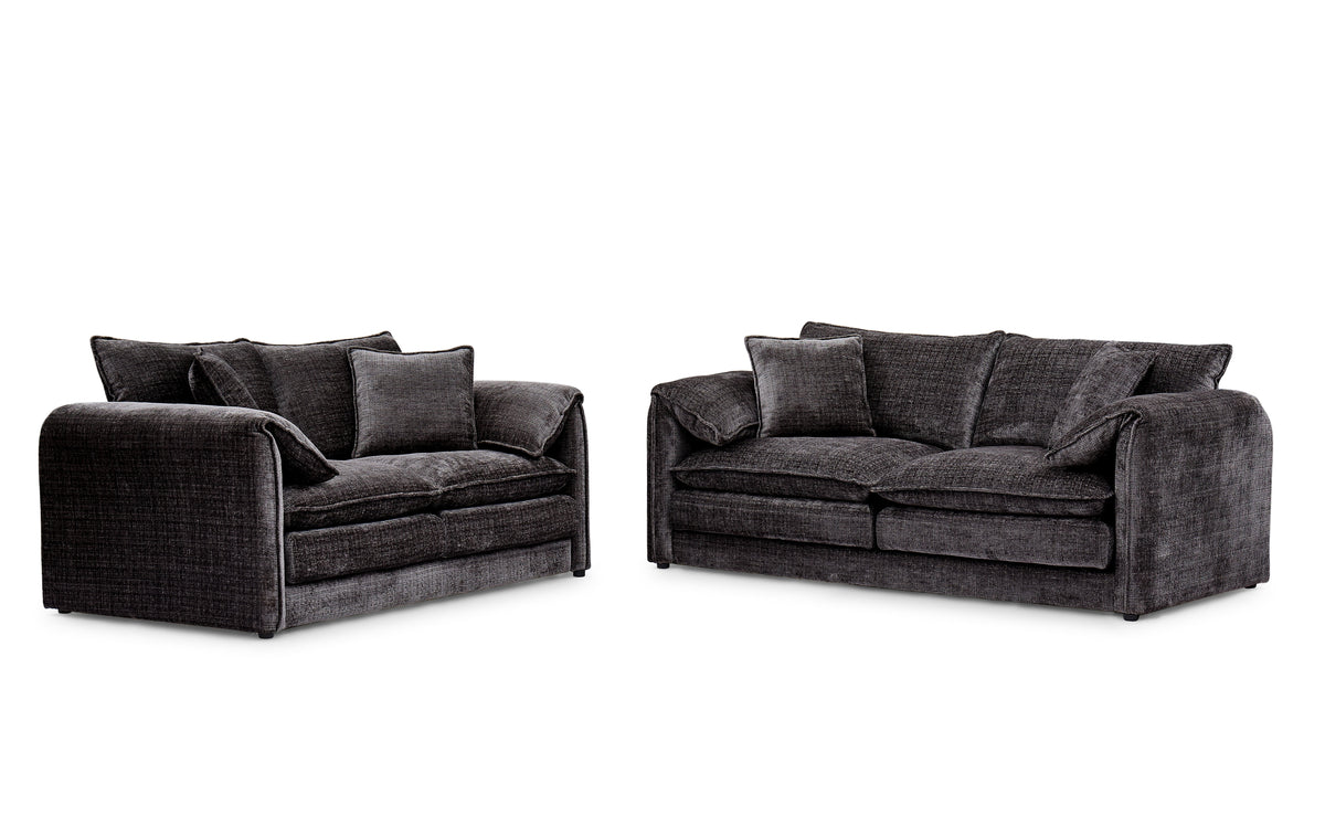 Solaya 3+2 Sofa Set in Black