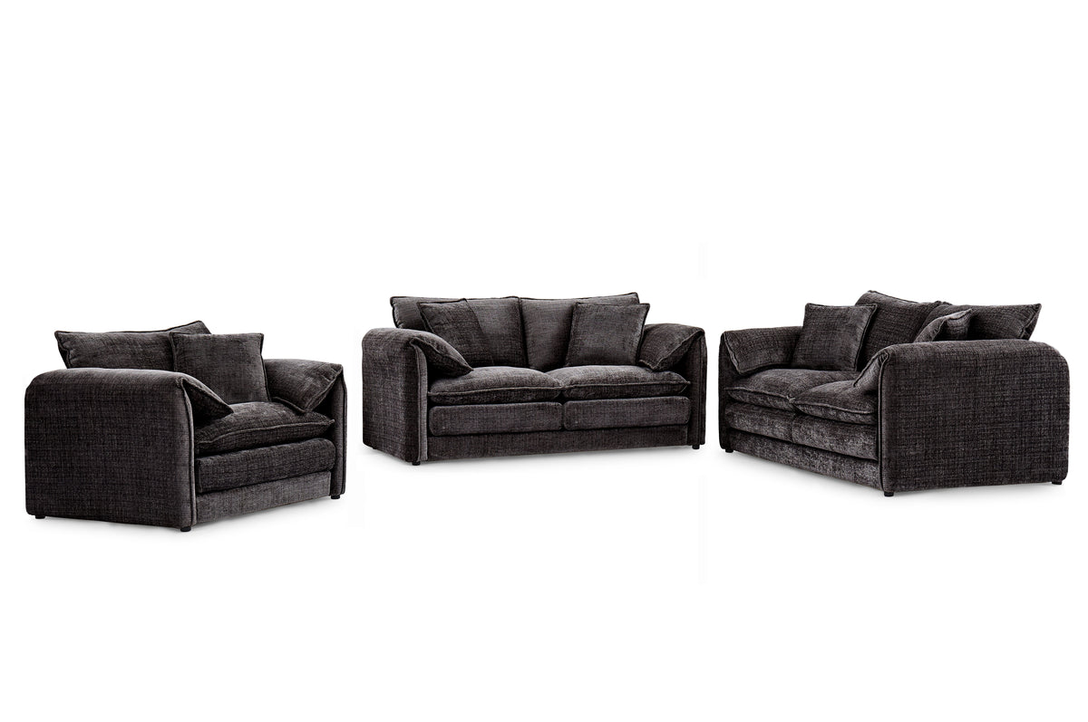 Solaya 3+2+1 Sofa Set in Black
