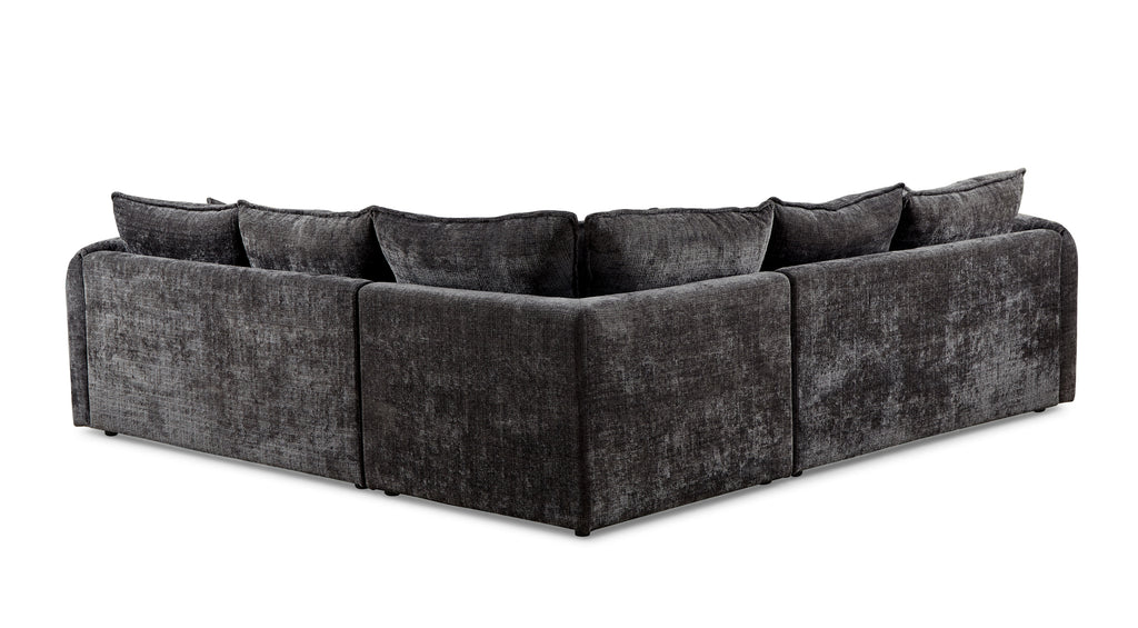 Solaya Large Corner Sofa + Footstool Set in Black