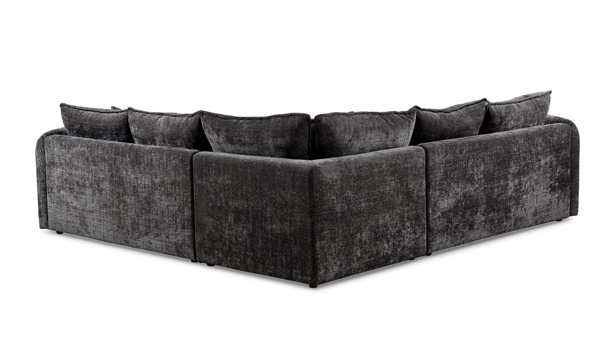 Solaya Large Corner Sofa + Footstool Set in Black