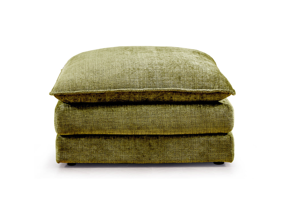 Solaya Large Corner Sofa + Footstool Set in Green