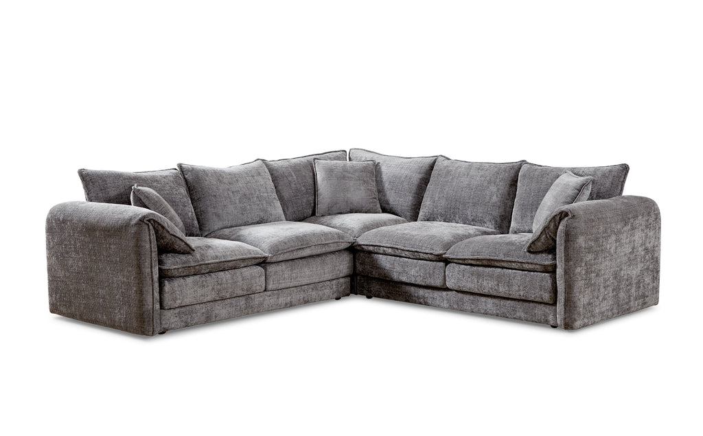Solaya Large Corner Sofa + Footstool Set in Grey