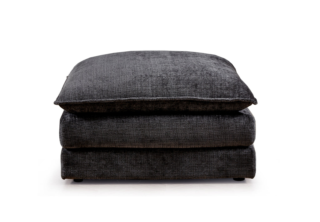 Solaya Large Corner Sofa + Footstool Set in Black