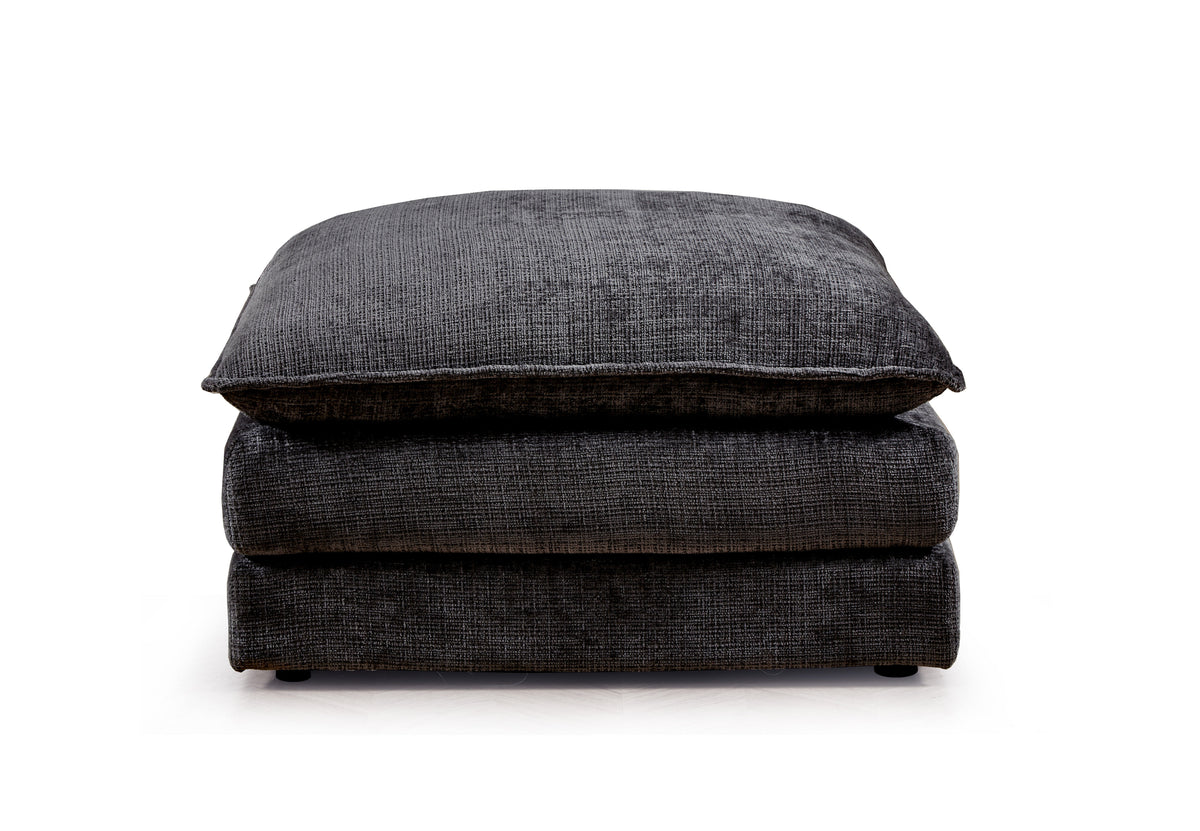 Solaya Large Corner Sofa + Footstool Set in Black