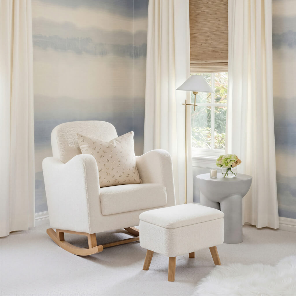 Soother Nursing Stool Off White Boucle