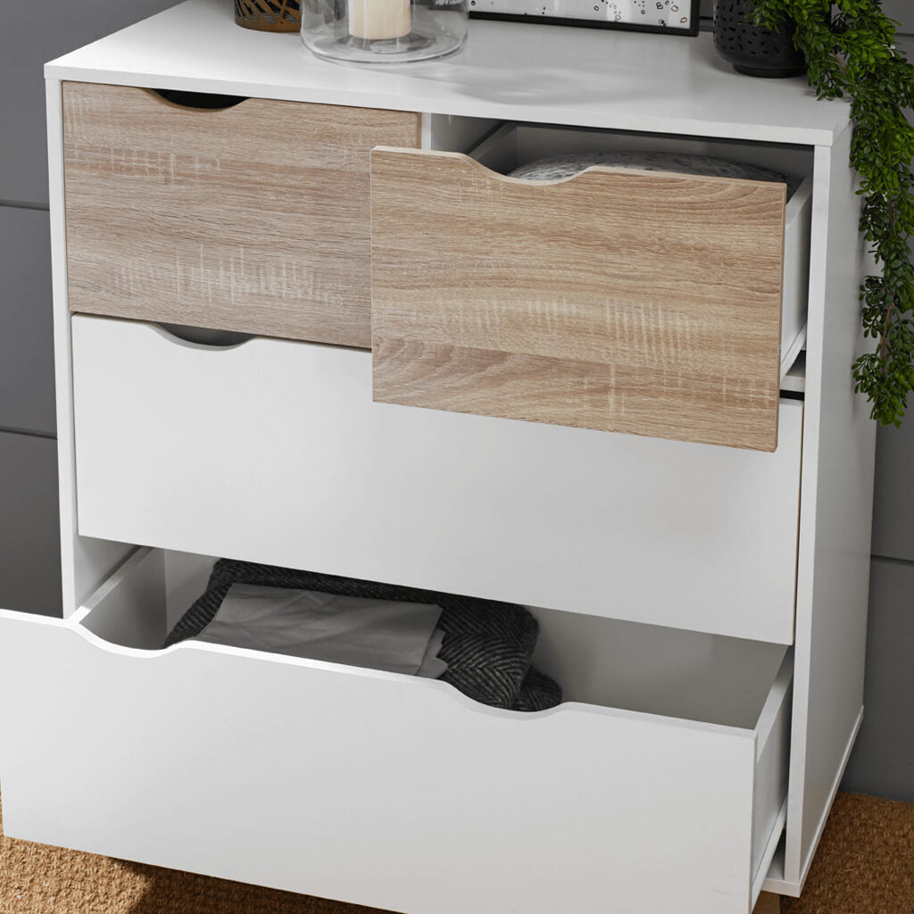 Modern Oak & White Chest Of Drawers