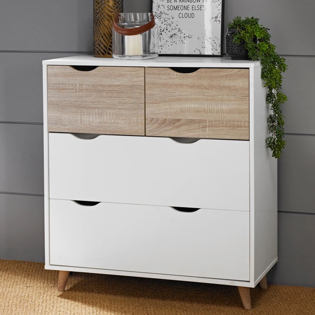 Modern Oak & White Chest Of Drawers