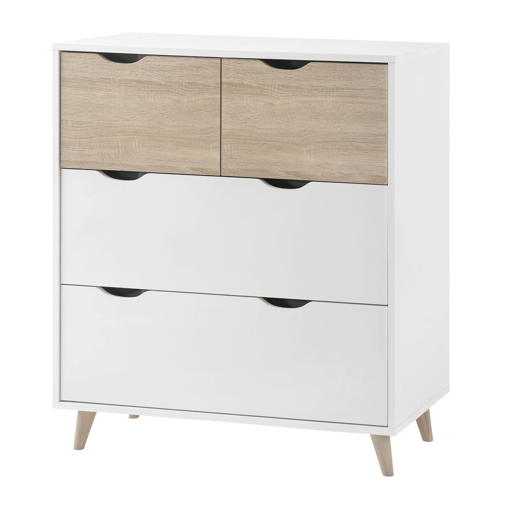 Modern Oak & White Chest Of Drawers