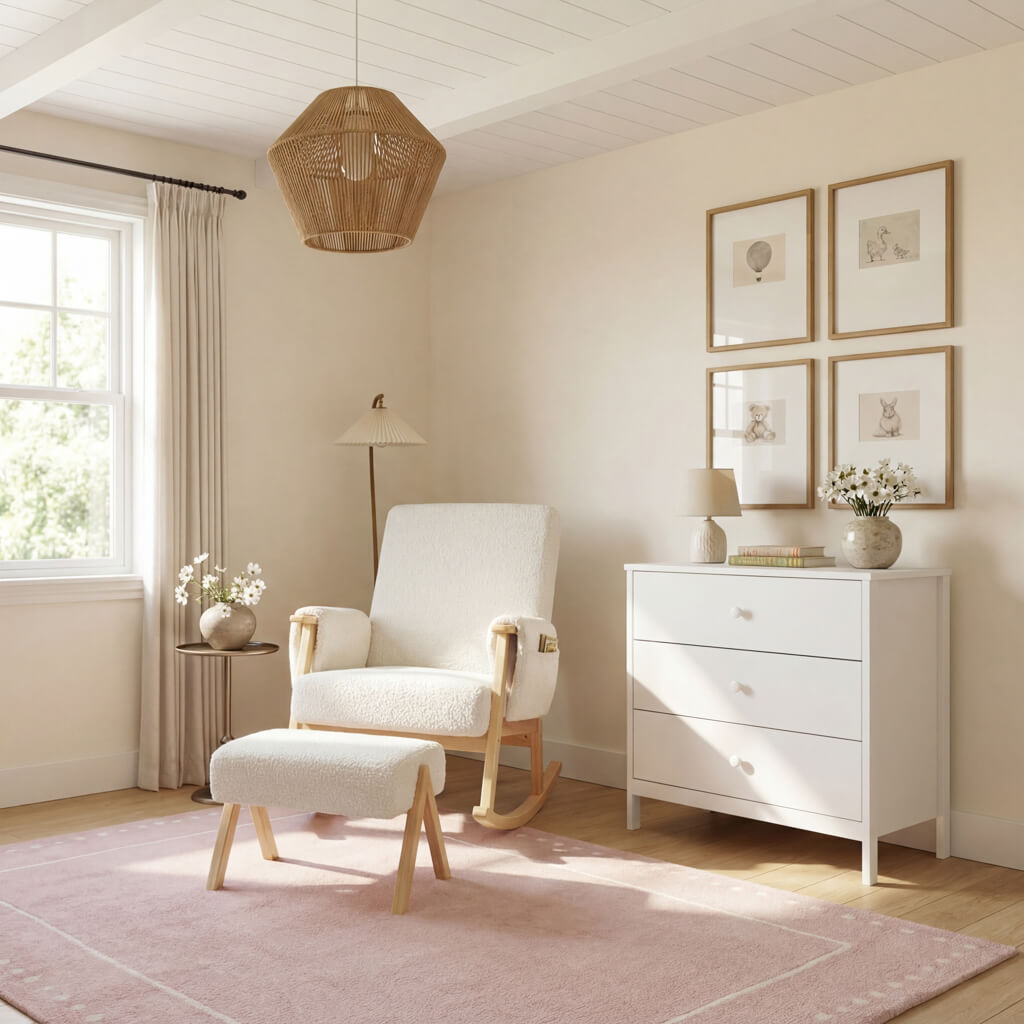 Storyteller Nursing Chair and Stool Off White Ted