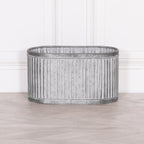 Ribbed Metal Planter – Medium