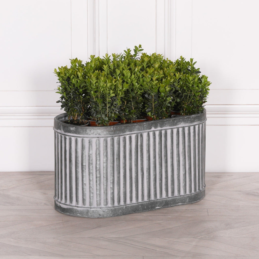 Ribbed Metal Planter – Large