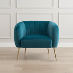 Teal velvet armchair with gold legs