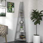 Grey Corner Ladder Shelving Unit