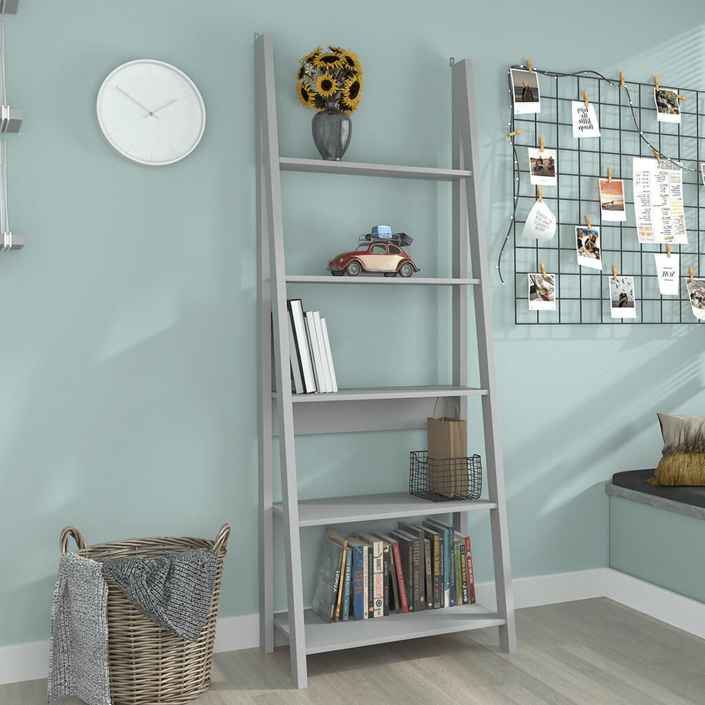 Grey Ladder Bookcase