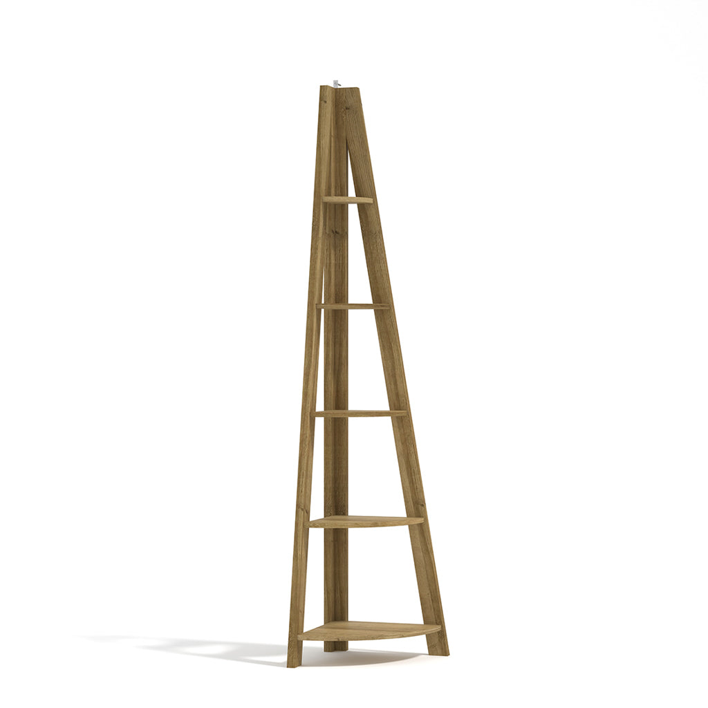 Oak Corner Ladder Shelving