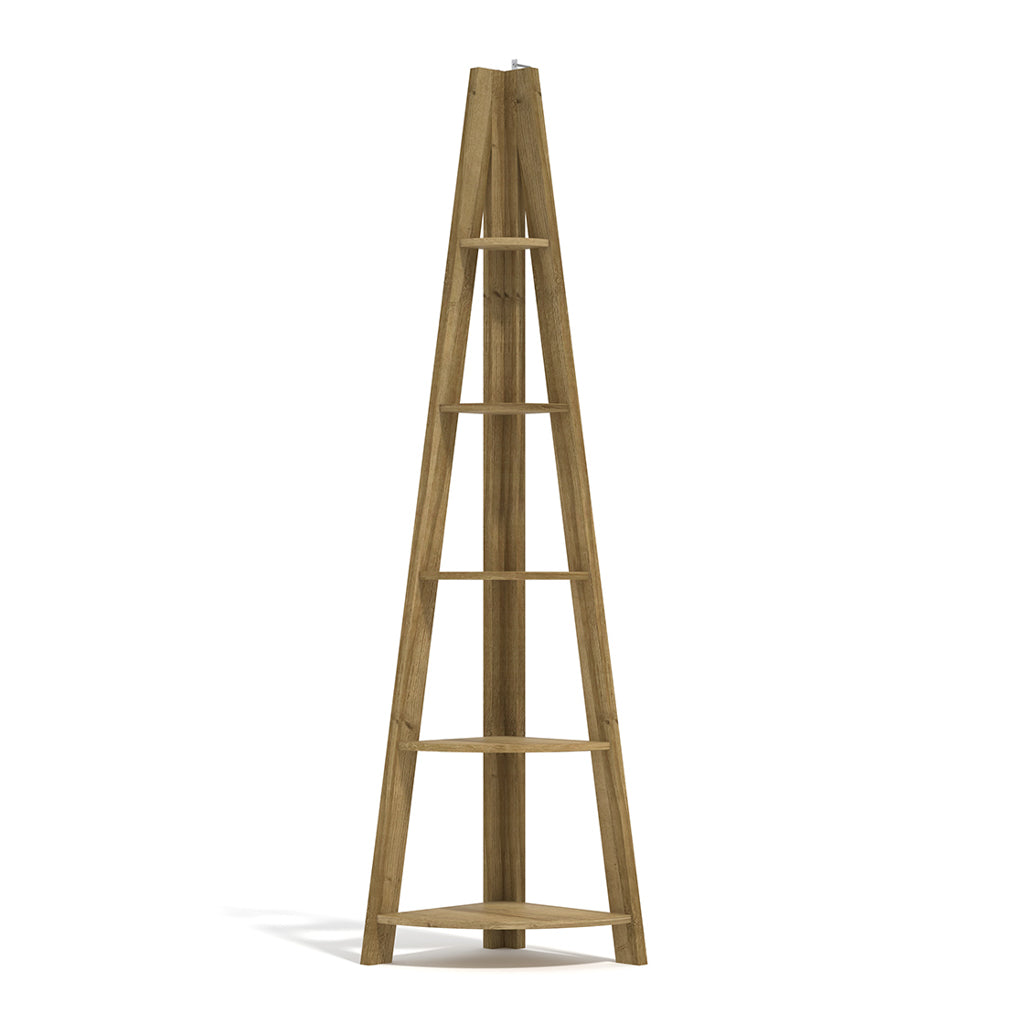 Oak Corner Ladder Shelving