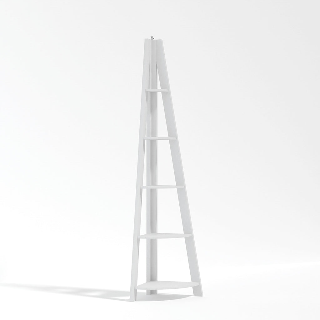 White Corner Ladder Shelving Unit