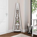 White Corner Ladder Shelving Unit