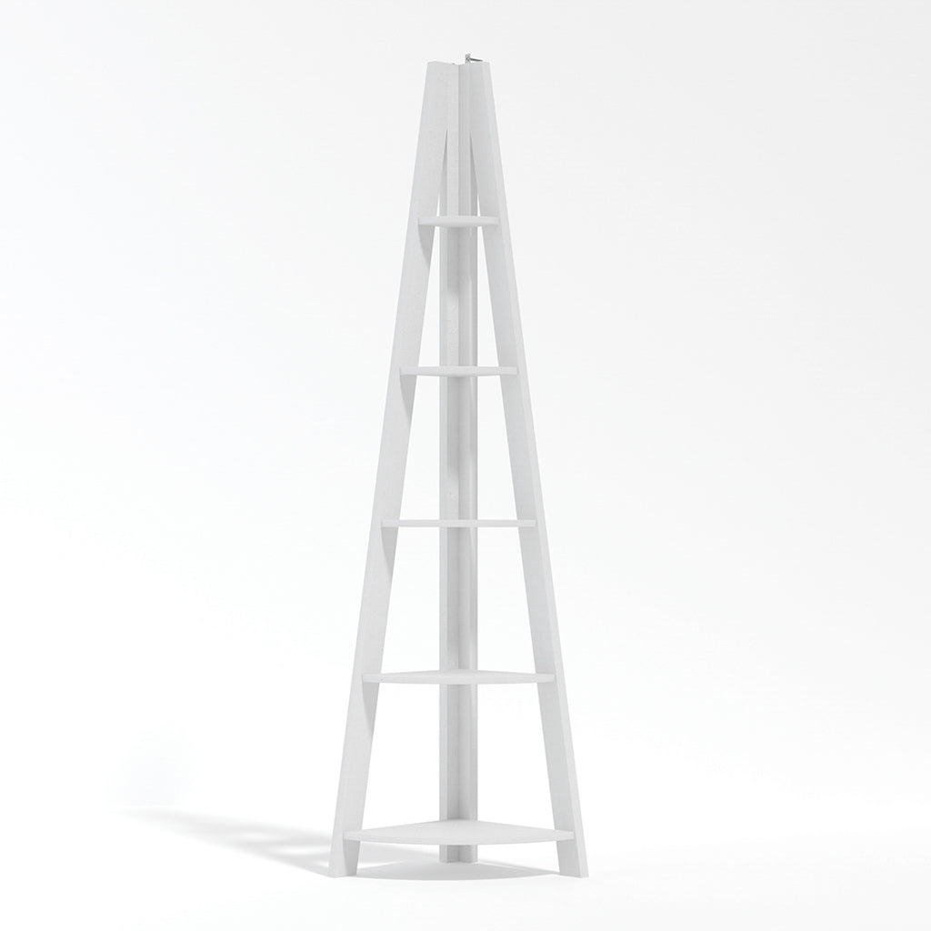 White Corner Ladder Shelving Unit