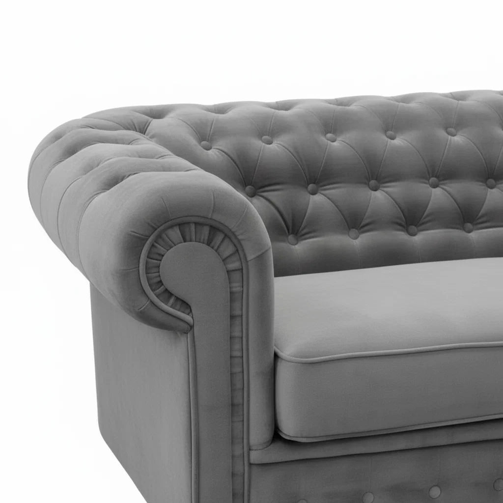 Chesterfield Universal Corner Sofa in Dark or Light Grey Upholstery