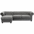 Chesterfield Universal Corner Sofa in Dark or Light Grey Upholstery
