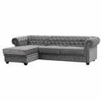 Chesterfield Universal Corner Sofa in Dark or Light Grey Upholstery