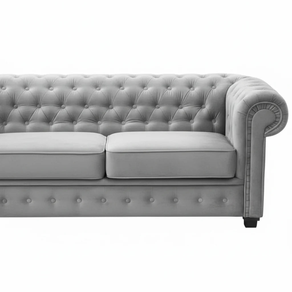 Chesterfield Universal Corner Sofa in Dark or Light Grey Upholstery